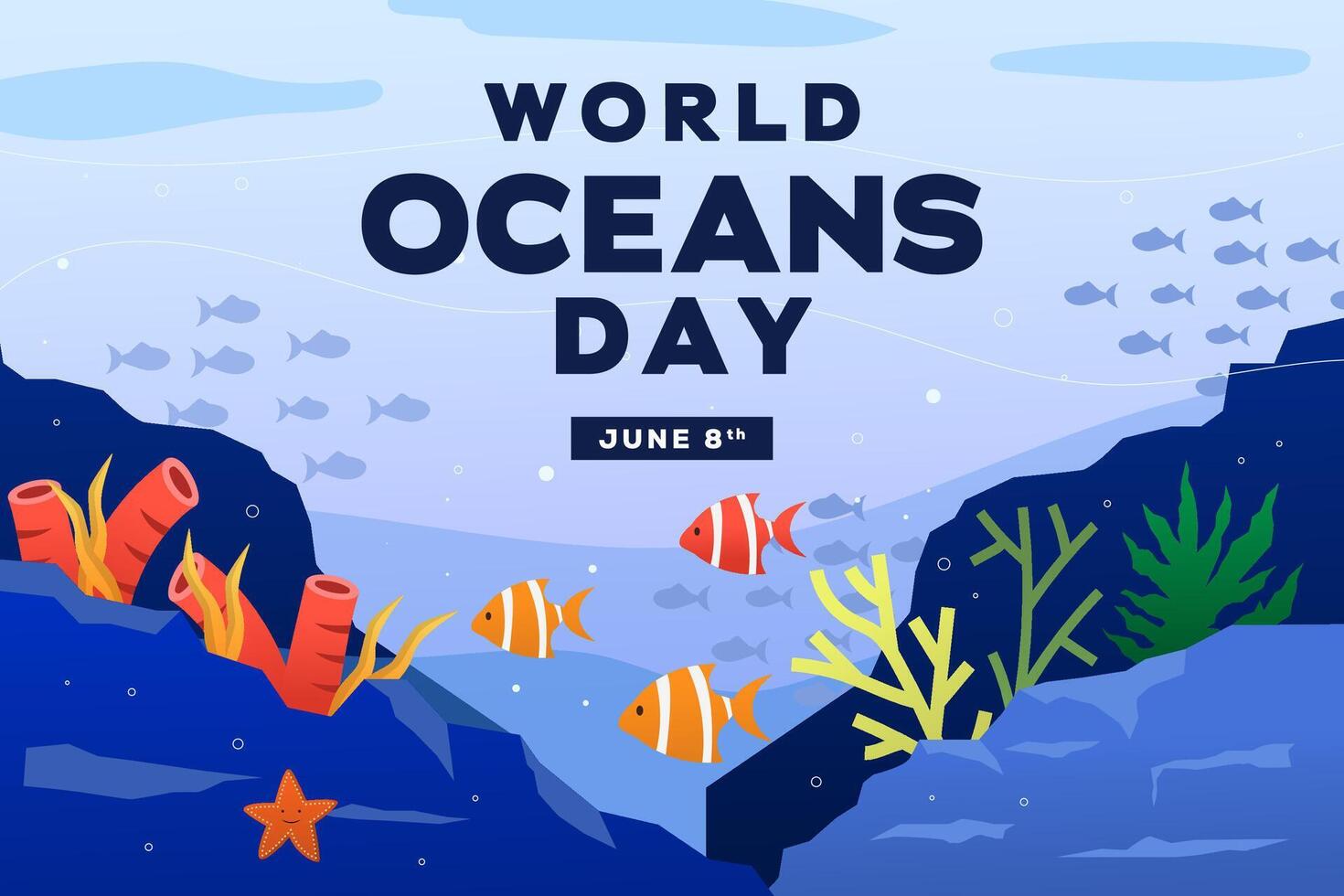 helling wereld oceaan dag achtergrond illustratie ontwerp vector