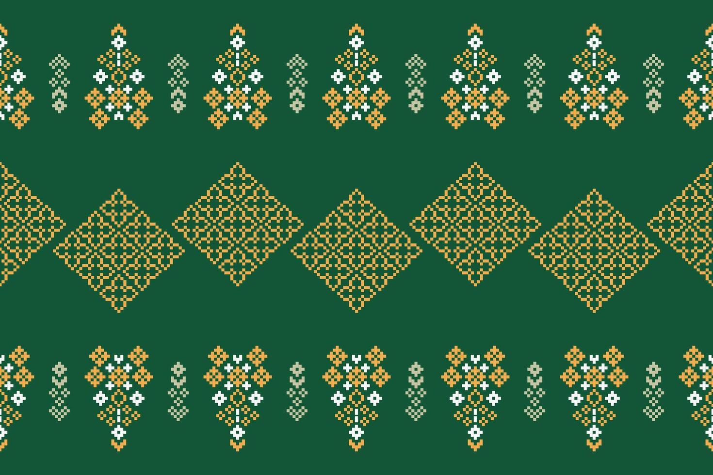 traditioneel etnisch motieven ikat meetkundig kleding stof patroon kruis steek.ikat borduurwerk etnisch oosters pixel groen achtergrond. abstracte, illustratie. textuur, sjaal, decoratie, behang. vector