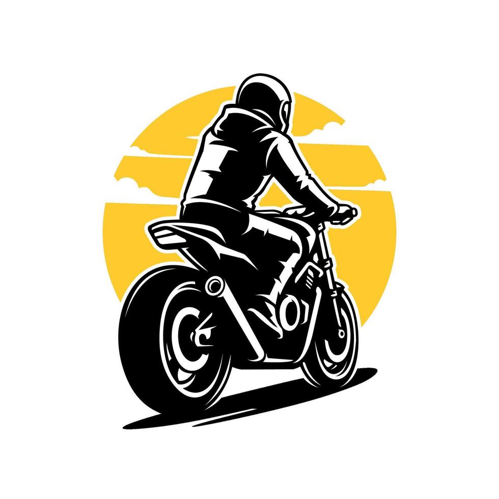 silhouet van een fietser rijden motorfiets illustratie vector