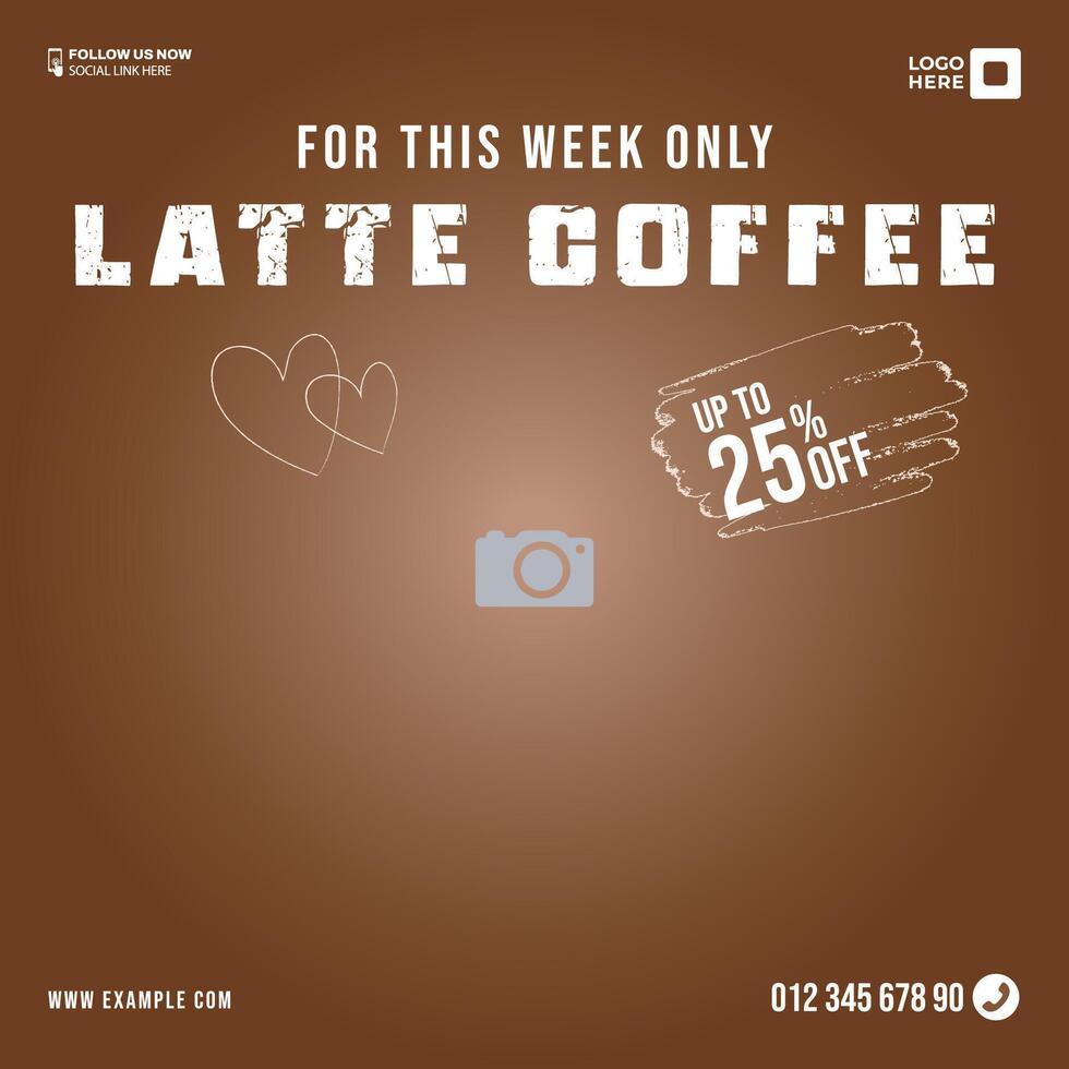 koffie tijd sociaal media sjabloon voor koffie winkel vector