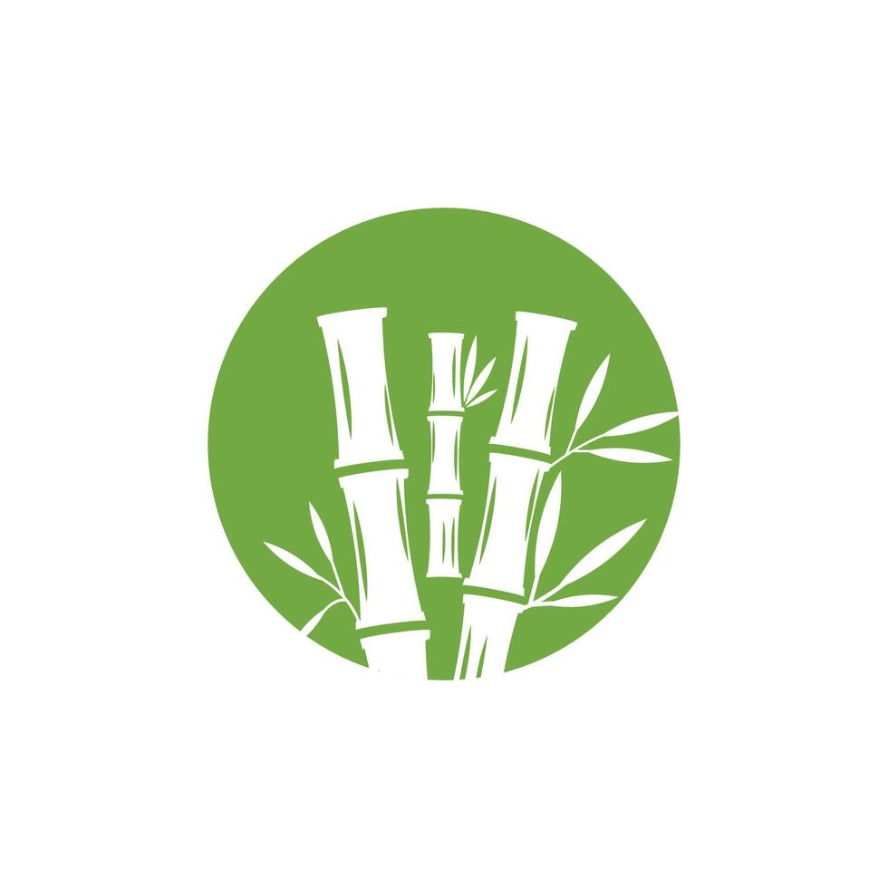 bamboe logo met groen blad icoon sjabloon vector
