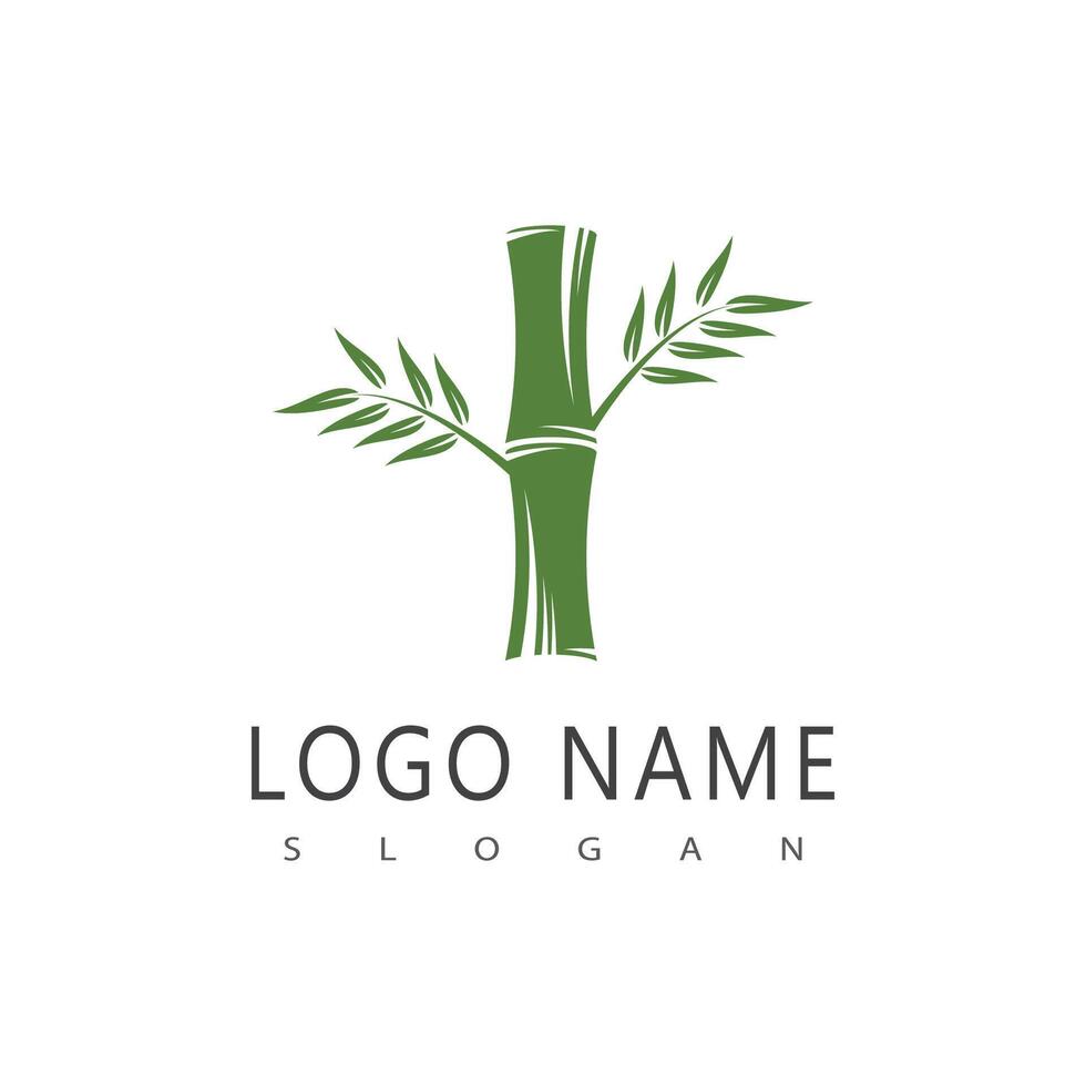 bamboe logo met groen blad icoon sjabloon vector