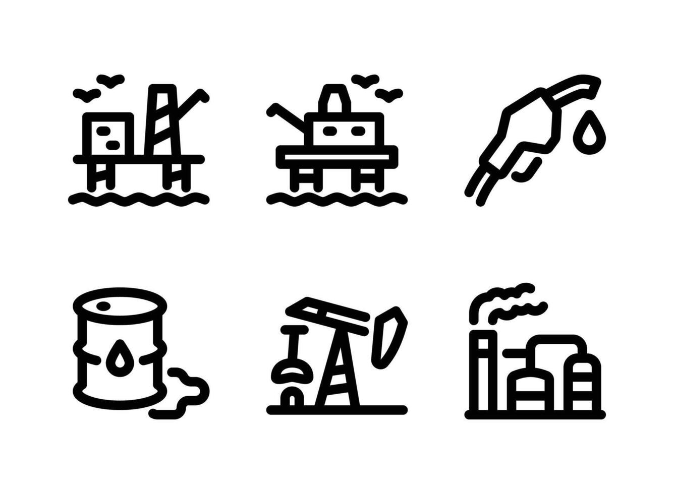 gemakkelijk reeks van olie en gas- lijn pictogrammen vector