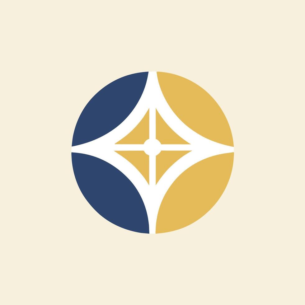 schoon wit en geel logo met een blauw cirkel ontwerp, een minimalistische logo met een schoon, schreefloos doopvont en een klein ster icoon vector