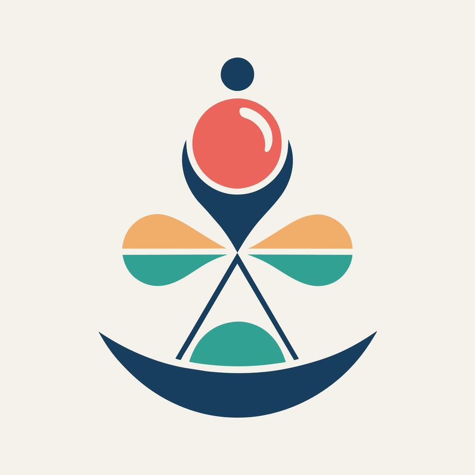 gestileerde logo met een persoon in een boot, symboliseert balans en beweging, ontwikkelen een minimalistische logo dat weerspiegelt balans en harmonie vector