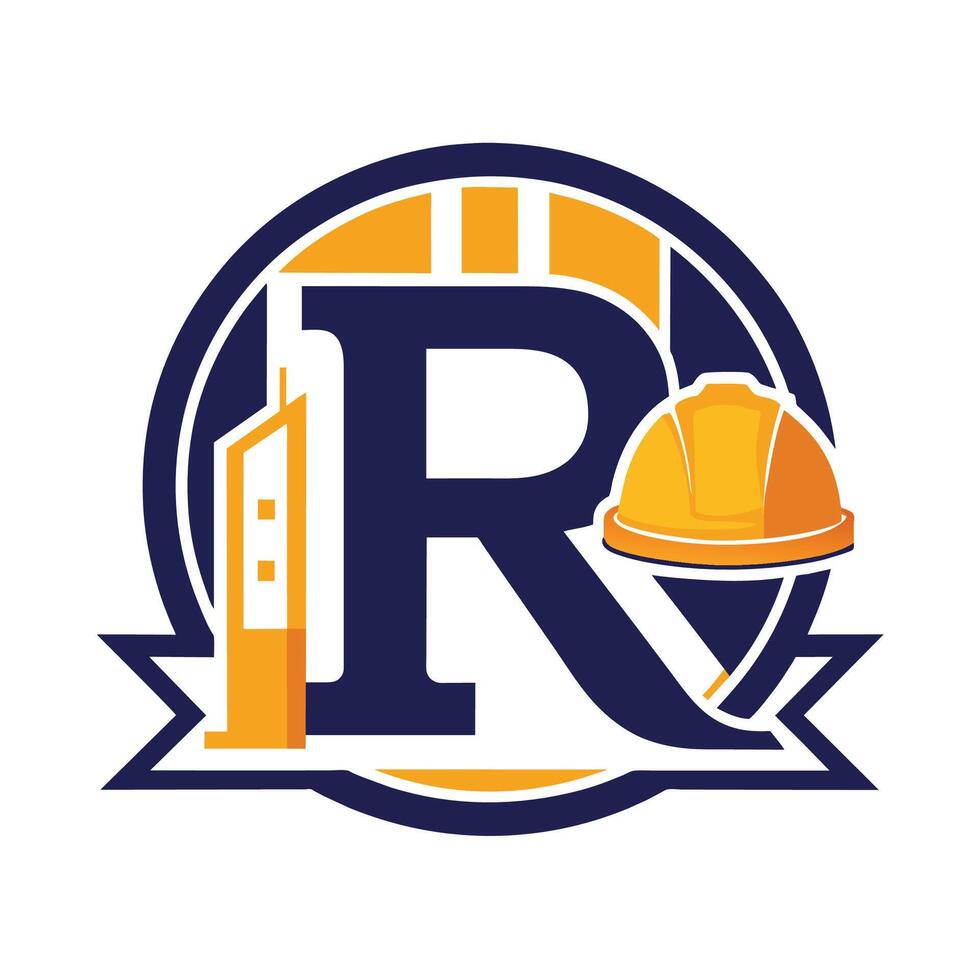 logo met de initialen r en pet voor een bouw bedrijf, ontworpen voor merk identiteit en herkenning, initialen r pet bouw logo vector