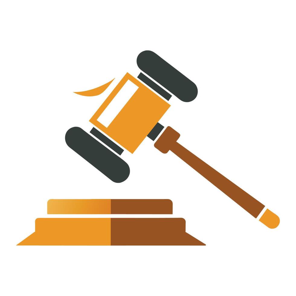 een rechters hamer stakingen met geweld Aan een rechters blok in een wettelijk instelling, ontwerp een minimalistische logo met de silhouet van een neushoorn vector