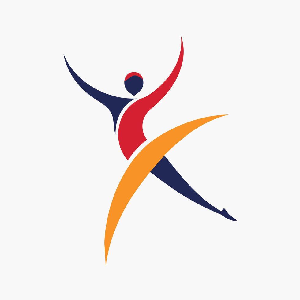 team logo presentatie van een abstract interpretatie van een gymnast in in de lucht, belichamen sterkte en atletisch vermogen, een abstract interpretatie van een vos in een minimalistische logo vector