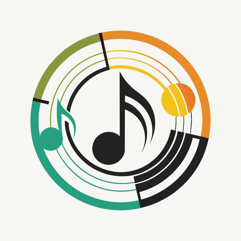 een creatief ontworpen muziek- Notitie met kleiner musical aantekeningen binnen, vormen een uniek en artistiek logo, creatief muziek- logo ontwerpen met minimalistische cirkel ontwerpen concept vector