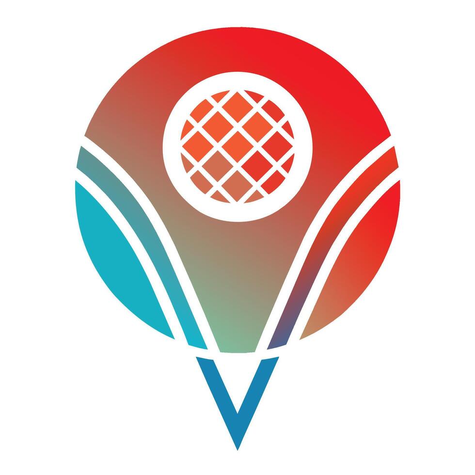 logo ontwerp met een wereldbol Aan top van een rood en blauw achtergrond, een gemakkelijk logo incorporeren een tennis racket, minimalistische gemakkelijk modern logo ontwerp vector