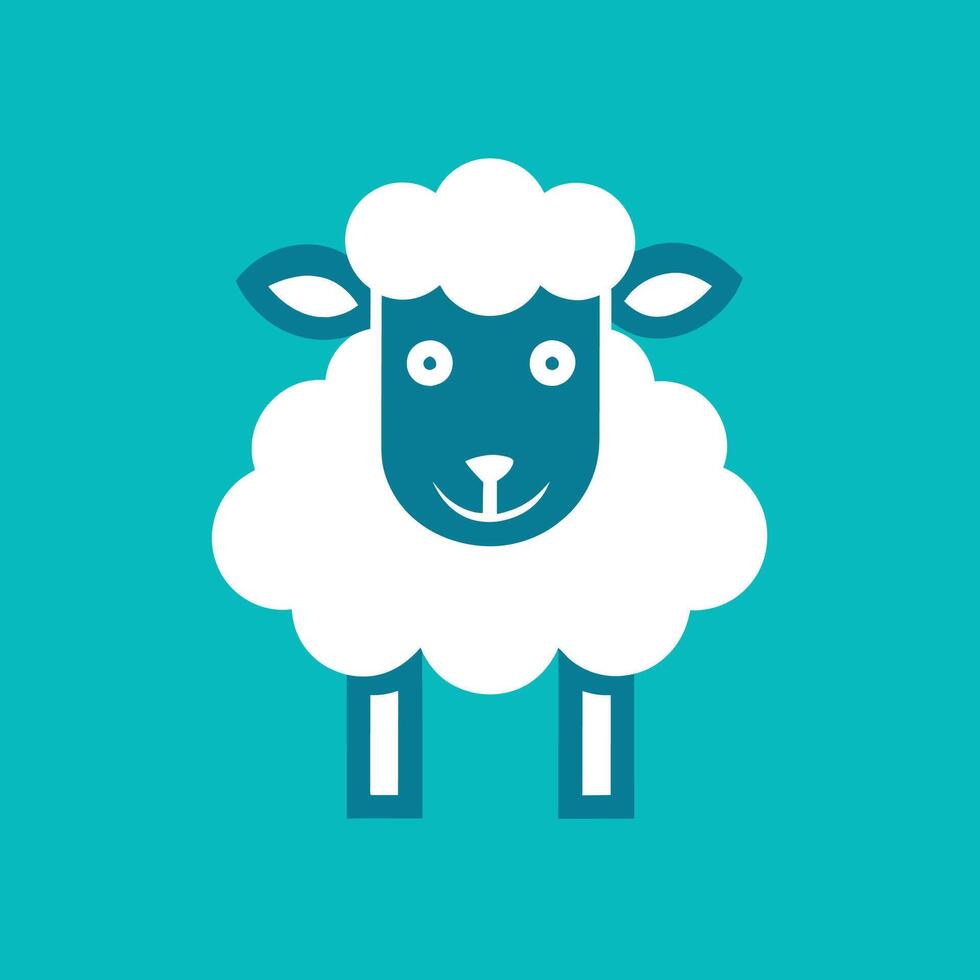 een minimalistisch, modern schapen logo sjabloon met een blauw en wit schapen tegen een blauw achtergrond, schapen logo sjabloon, minimalistische gemakkelijk modern logo ontwerp vector