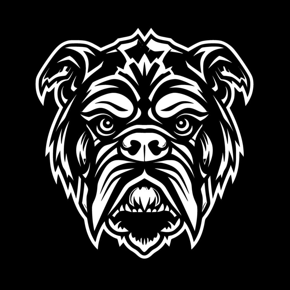 bulldog - zwart en wit geïsoleerd icoon - illustratie vector