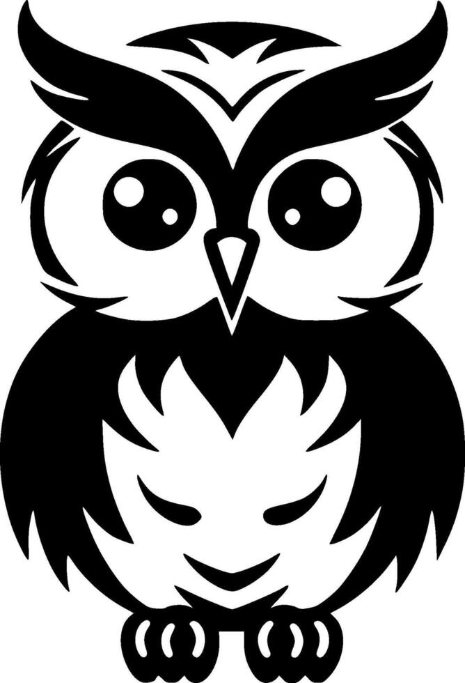 uil baby - zwart en wit geïsoleerd icoon - illustratie vector
