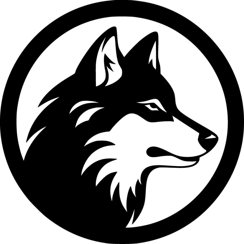 wolf - zwart en wit geïsoleerd icoon - illustratie vector