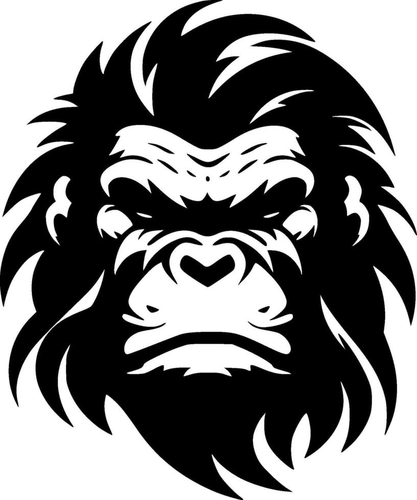 gorilla - zwart en wit geïsoleerd icoon - illustratie vector