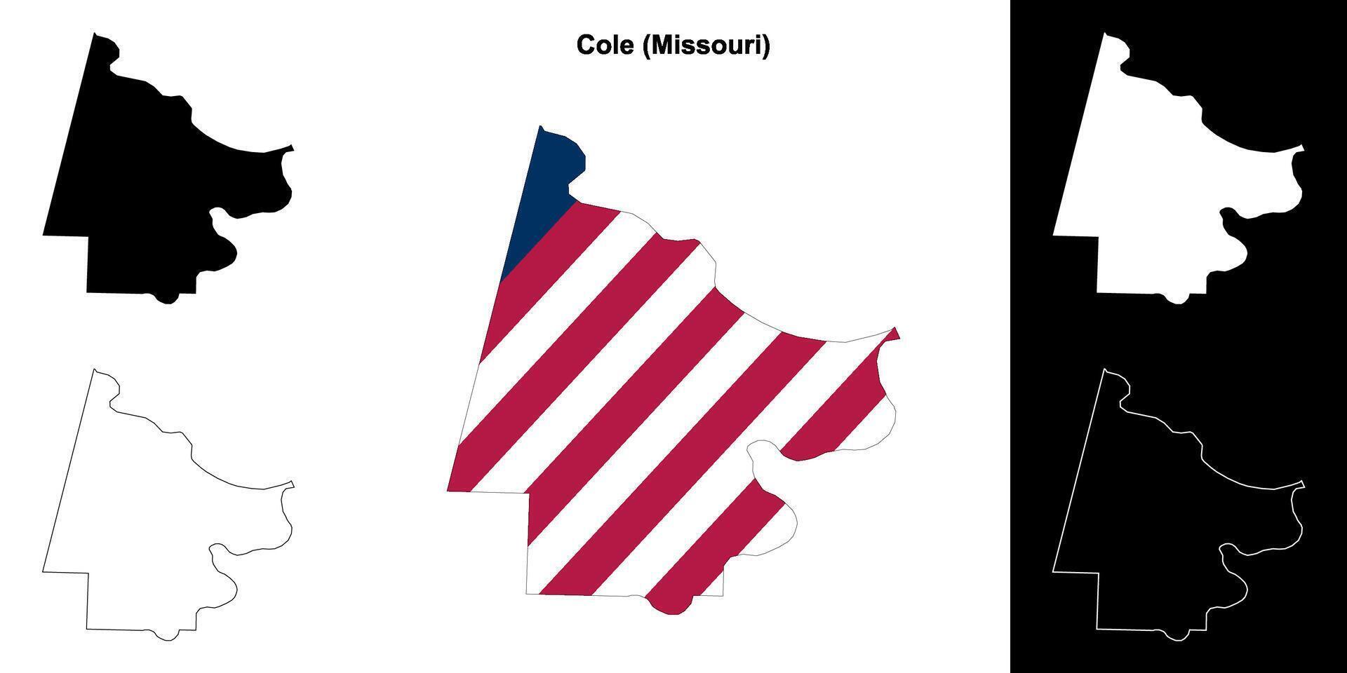 cole district, Missouri schets kaart reeks vector
