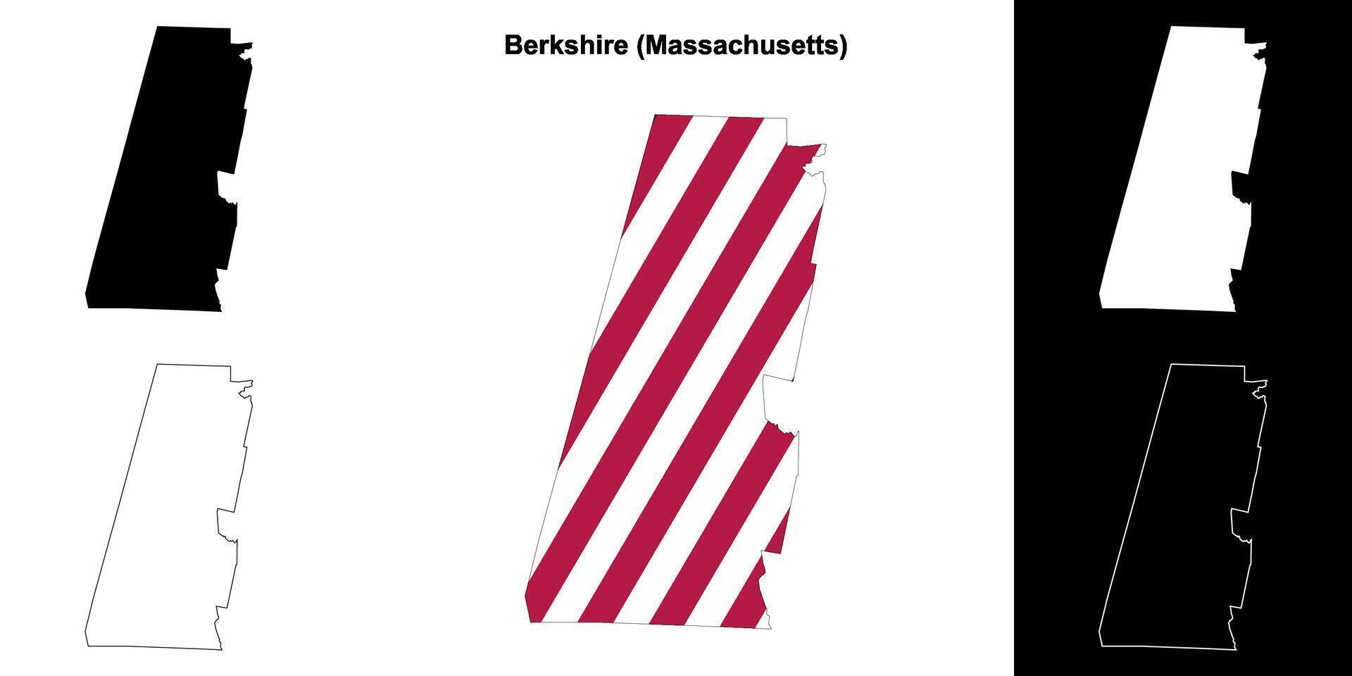 Berkshire district, Massachusetts schets kaart reeks vector