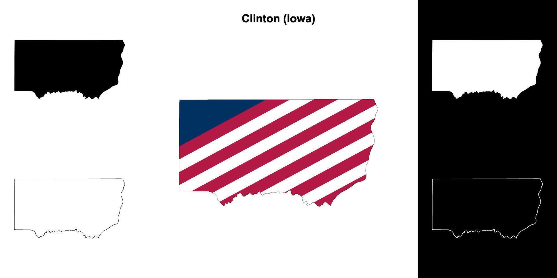 Clinton district, Iowa schets kaart reeks vector