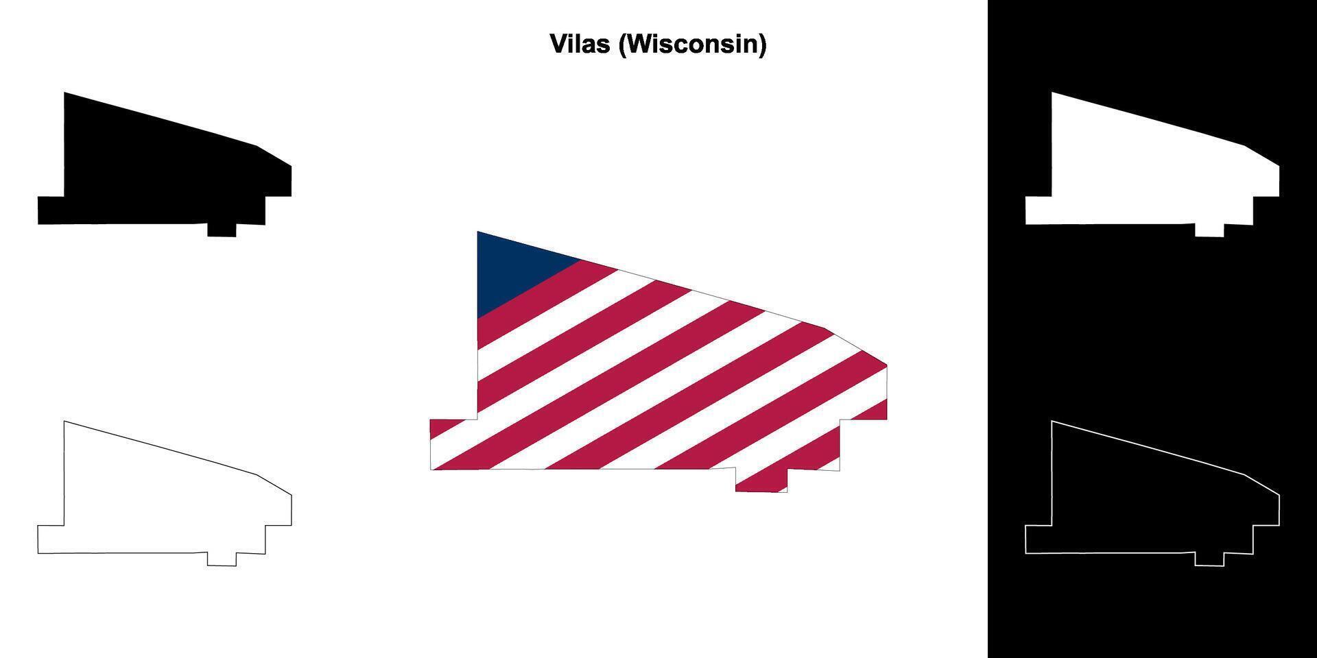 vila's district, Wisconsin schets kaart reeks vector