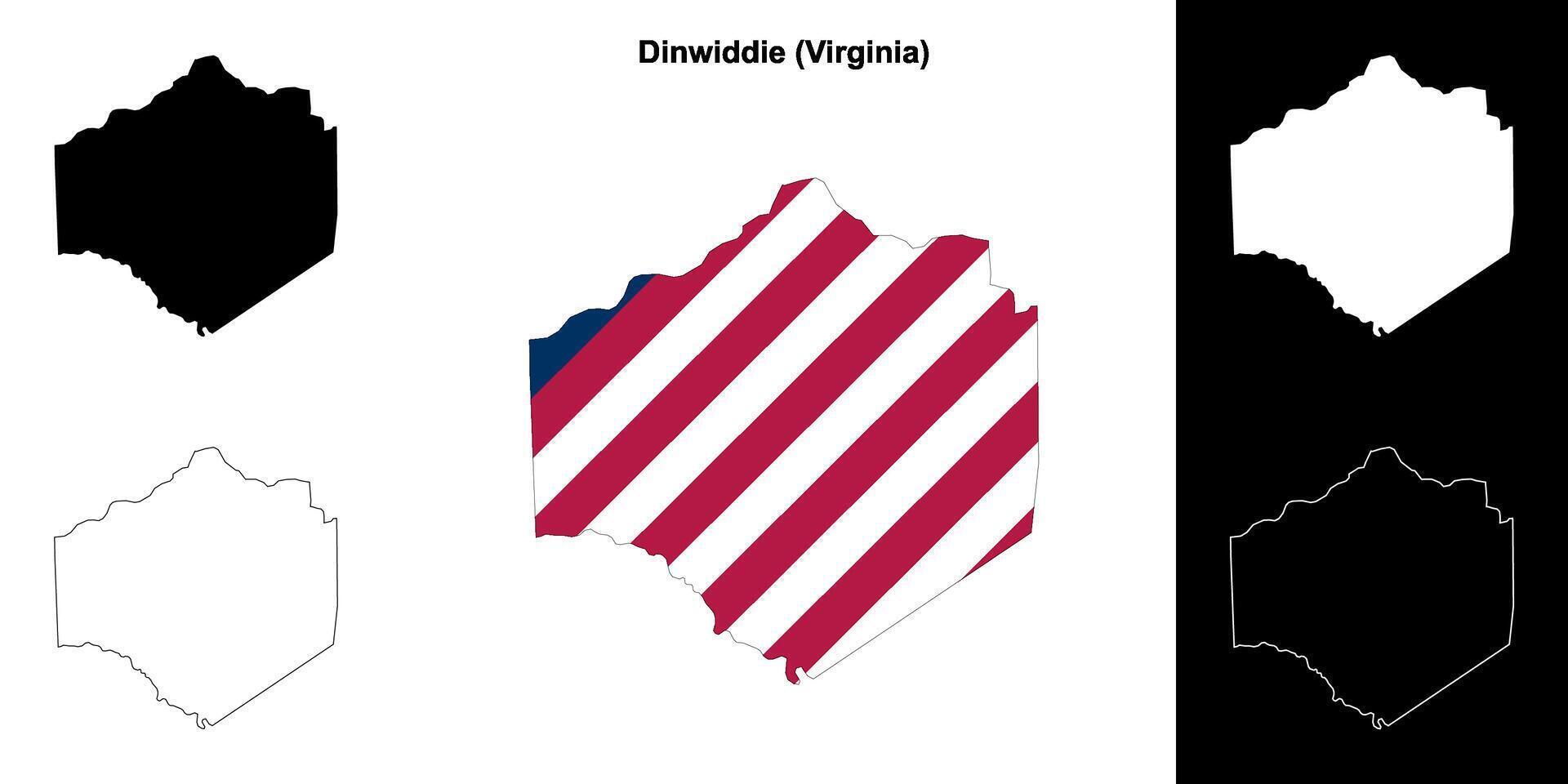 dinwiddie district, Virginia schets kaart reeks vector