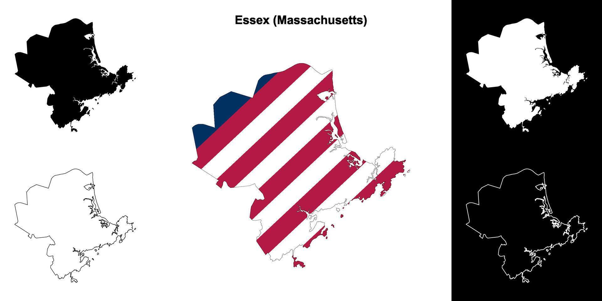 essex district, Massachusetts schets kaart reeks vector