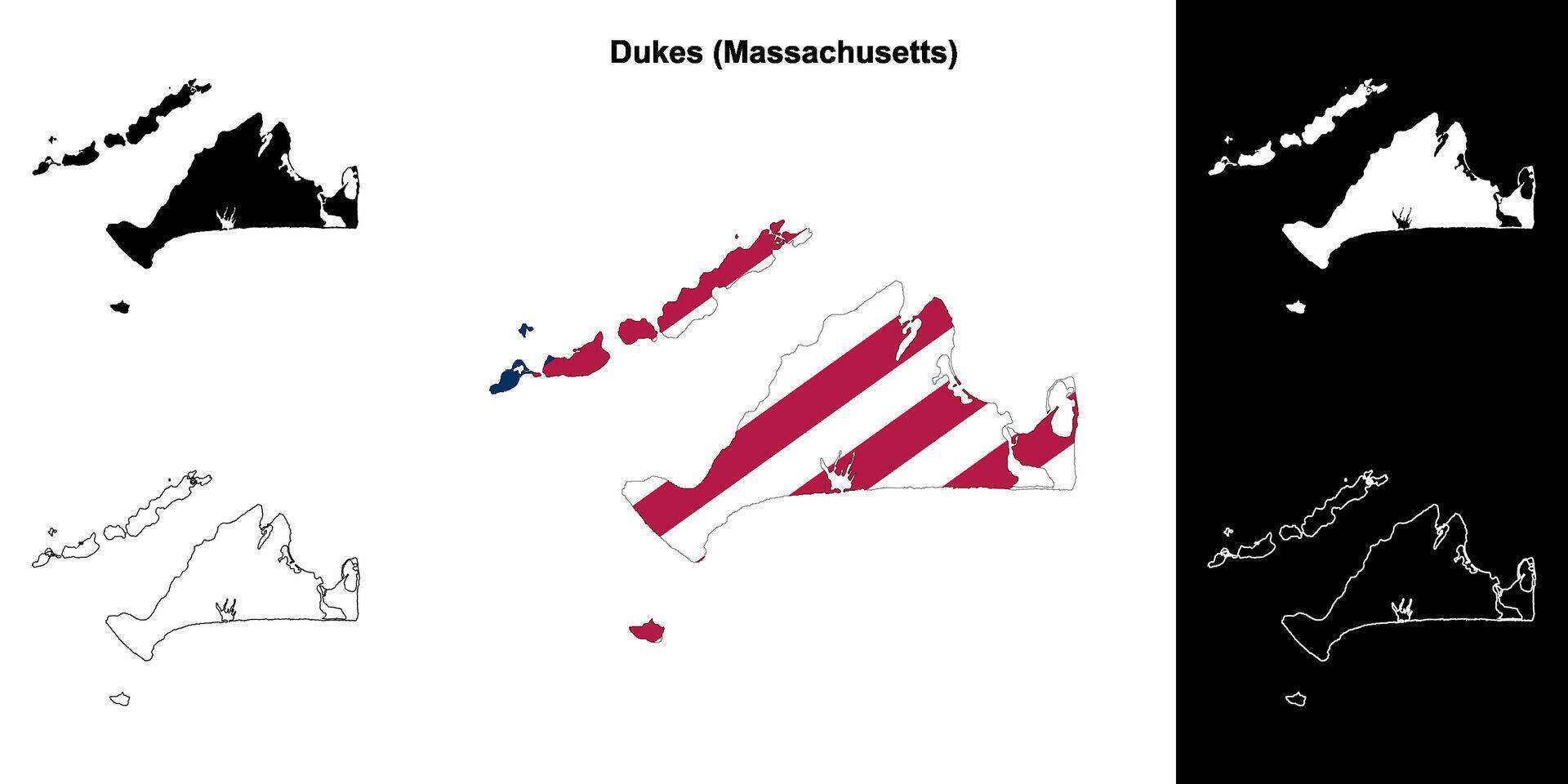 hertogen district, Massachusetts schets kaart reeks vector