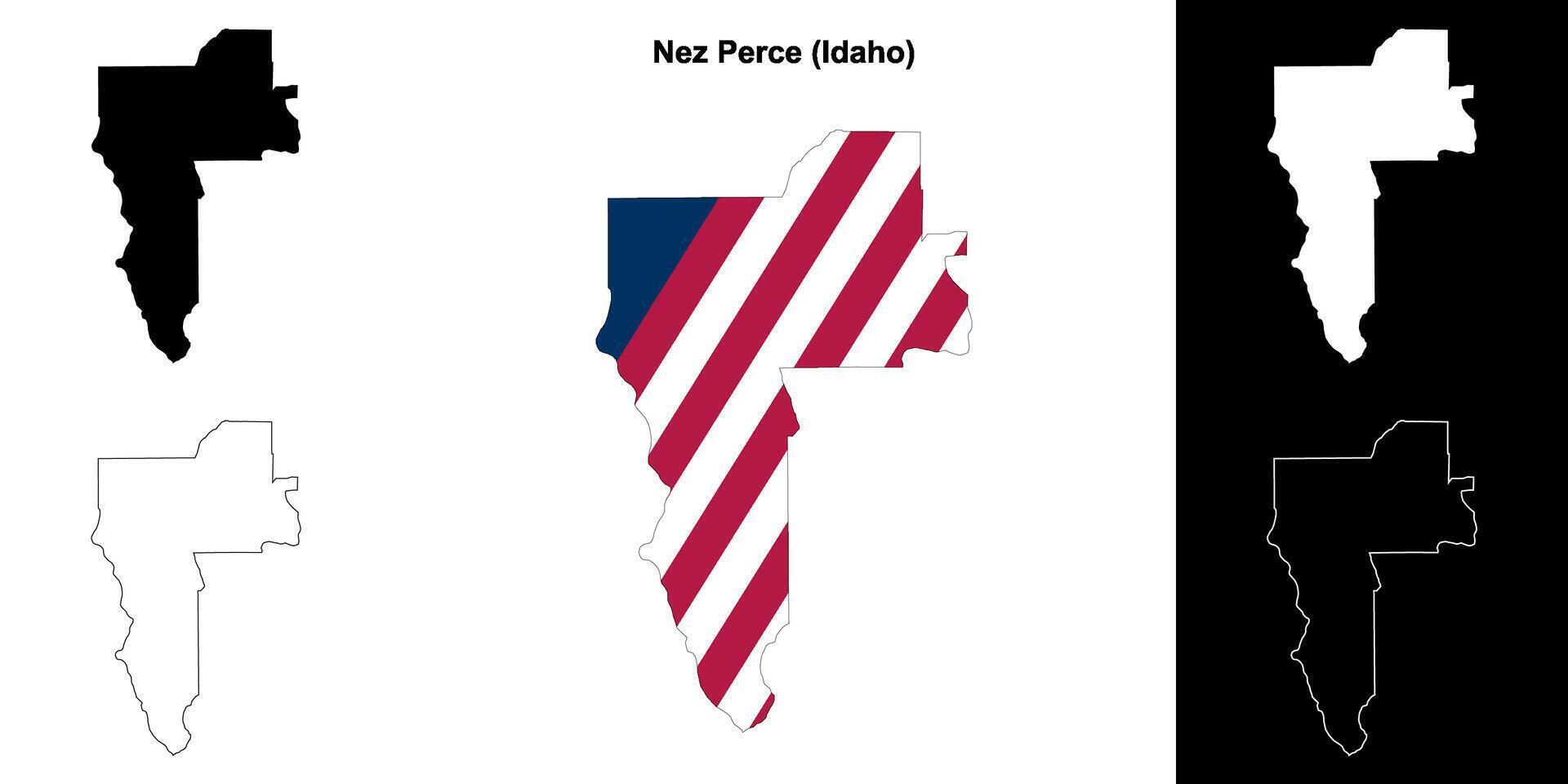 nez perce district, Idaho schets kaart reeks vector