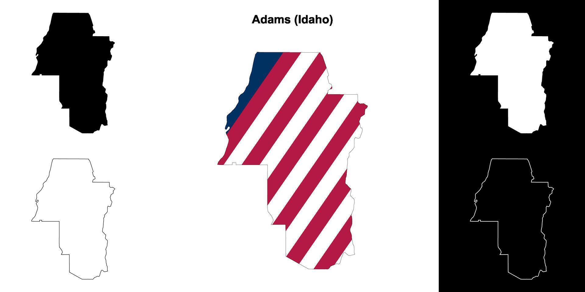 adams district, Idaho schets kaart reeks vector