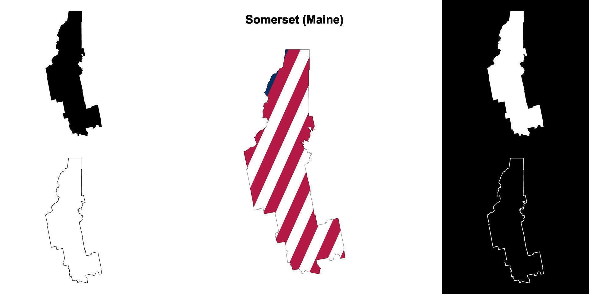 Somerset district, Maine schets kaart reeks vector