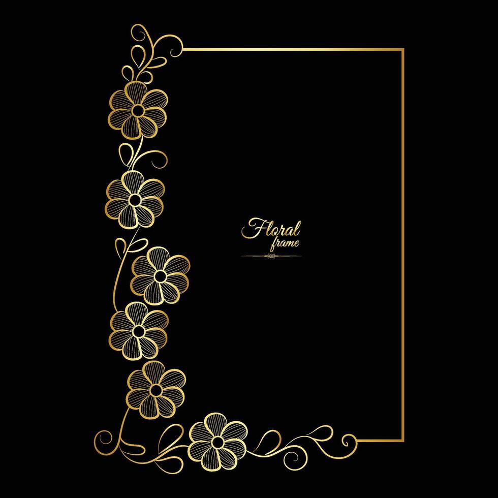 goud glimmend gloeiend wijnoogst kader met bloem geïsoleerd bloemen achtergrond gouden luxe kader vector