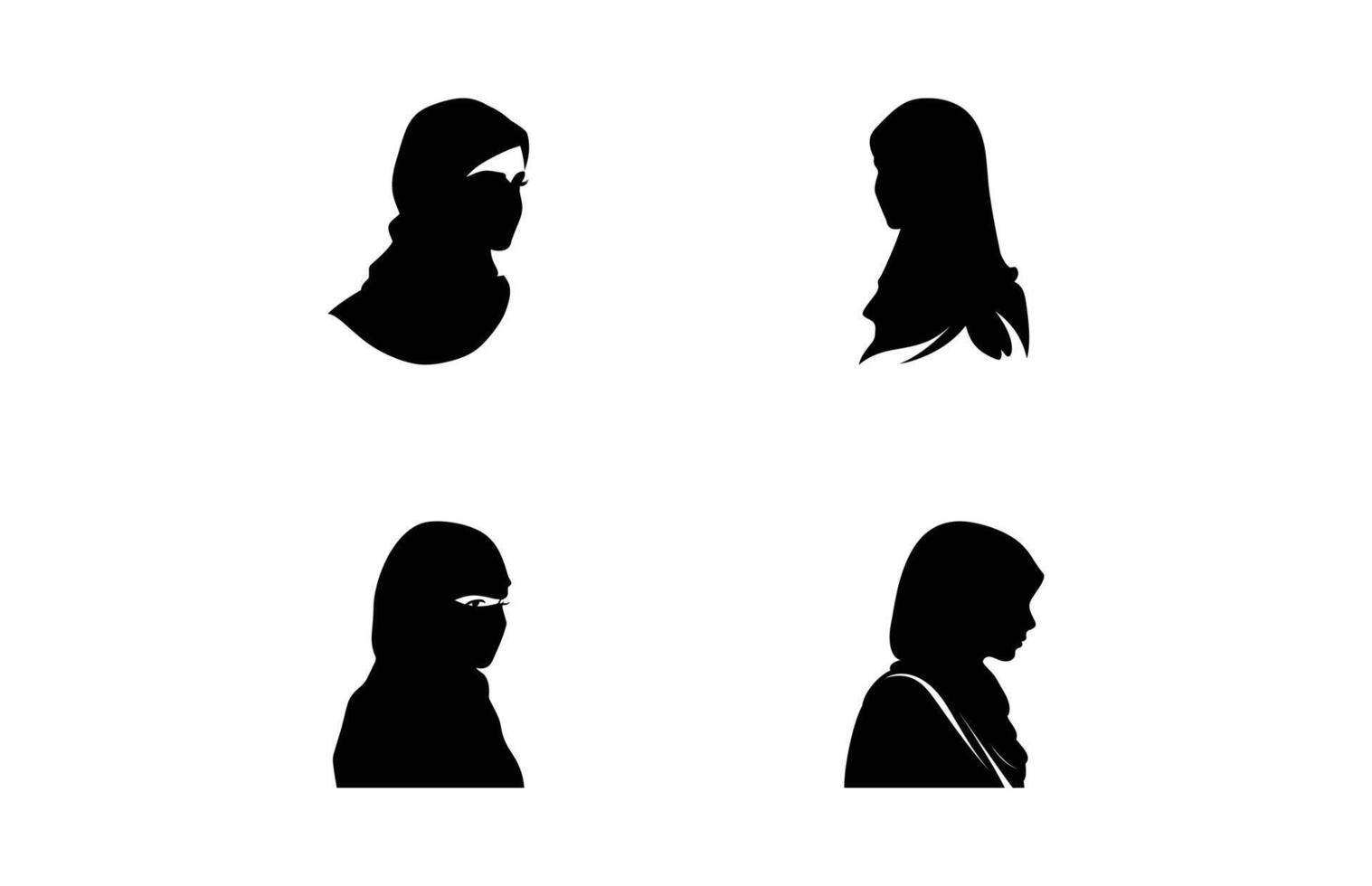 moslim vrouw in hijab mode silhouet set, vrouw hijab silhouet ontwerp reeks vector