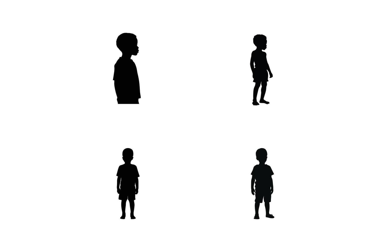 silhouetten van Afrikaanse kinderen gezichten set. Afrikaanse jongens gezicht silhouet reeks vector