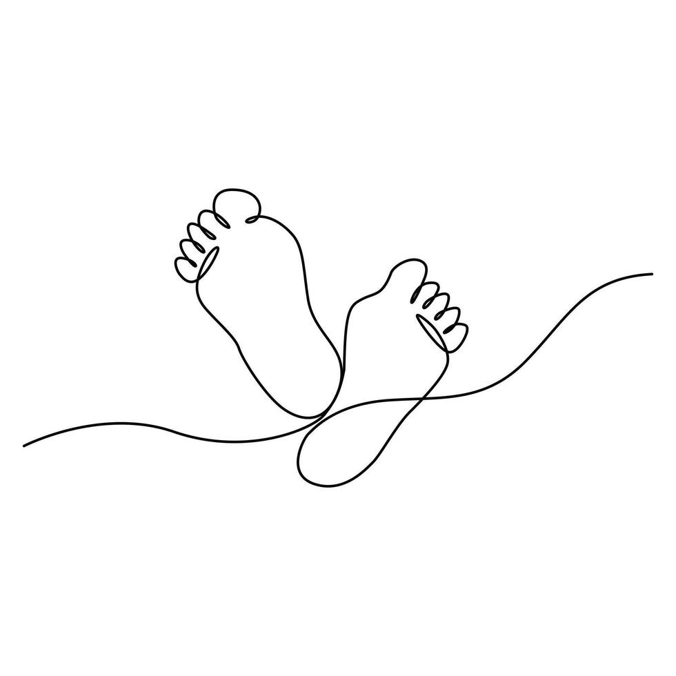doorlopend een lijn tekening van kaal voet elegantie been in gemakkelijk lineair stijl vector