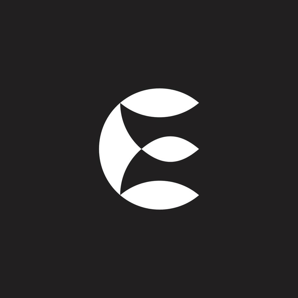 brief e cirkel meetkundig silhouet logo vector