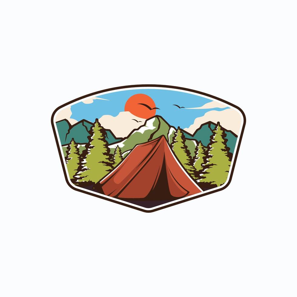 berg avontuur logo. wandelen en camping wijnoogst logo ontwerp vector