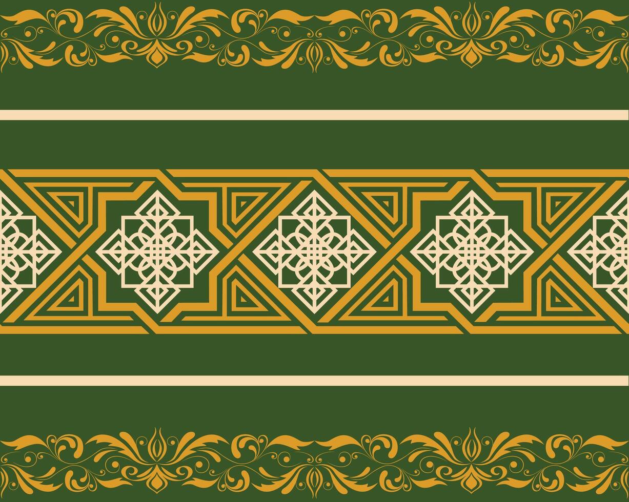 Arabisch bloemen naadloos grens. traditioneel Islamitisch ontwerp. moskee decoratie element groen achtergrond vector