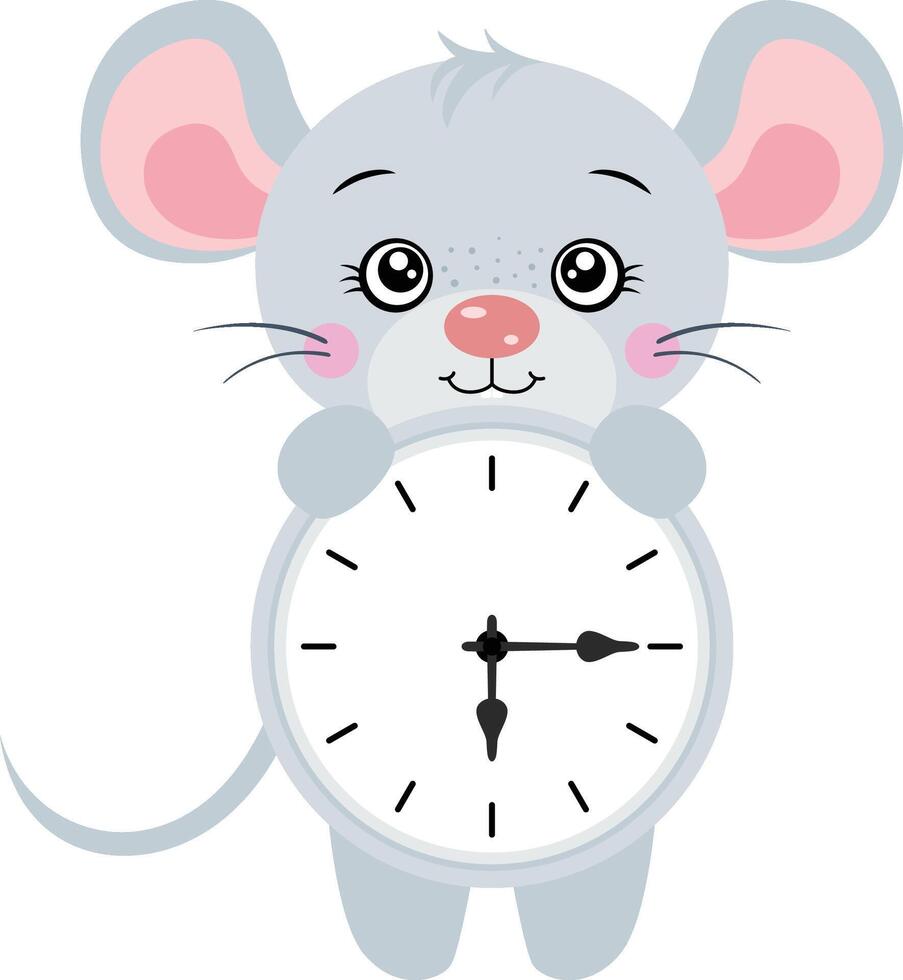 schattig muis met klok binnen vector