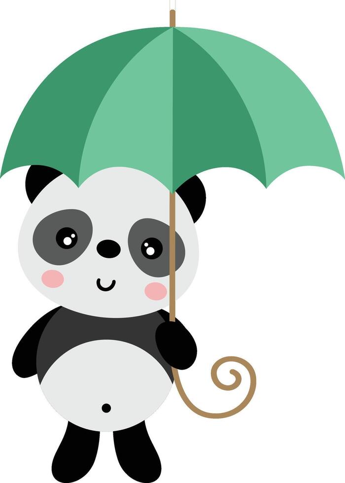 schattig panda Holding een paraplu vector