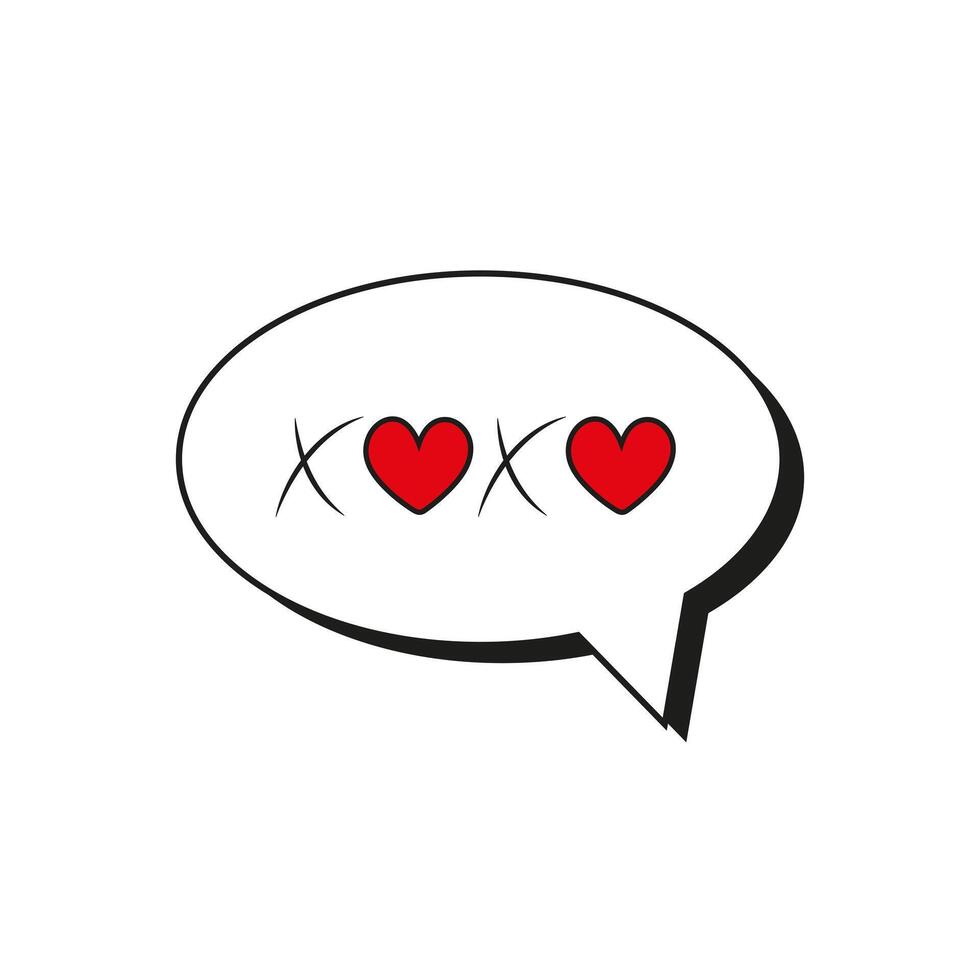 bericht xoxo chatten kus schattig commentaar liefde dialoog emoji vector