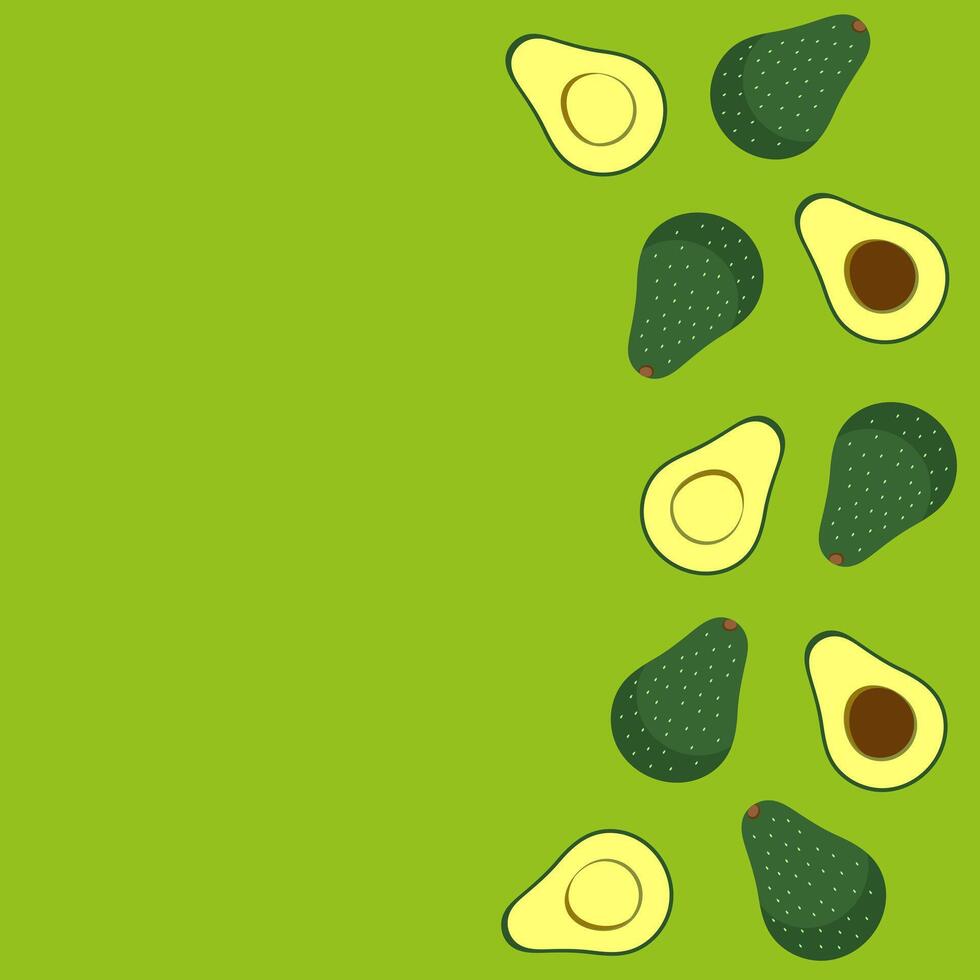 avocado voor de helft patroon achtergrond groen gezond voedsel natuurlijk reeks vector