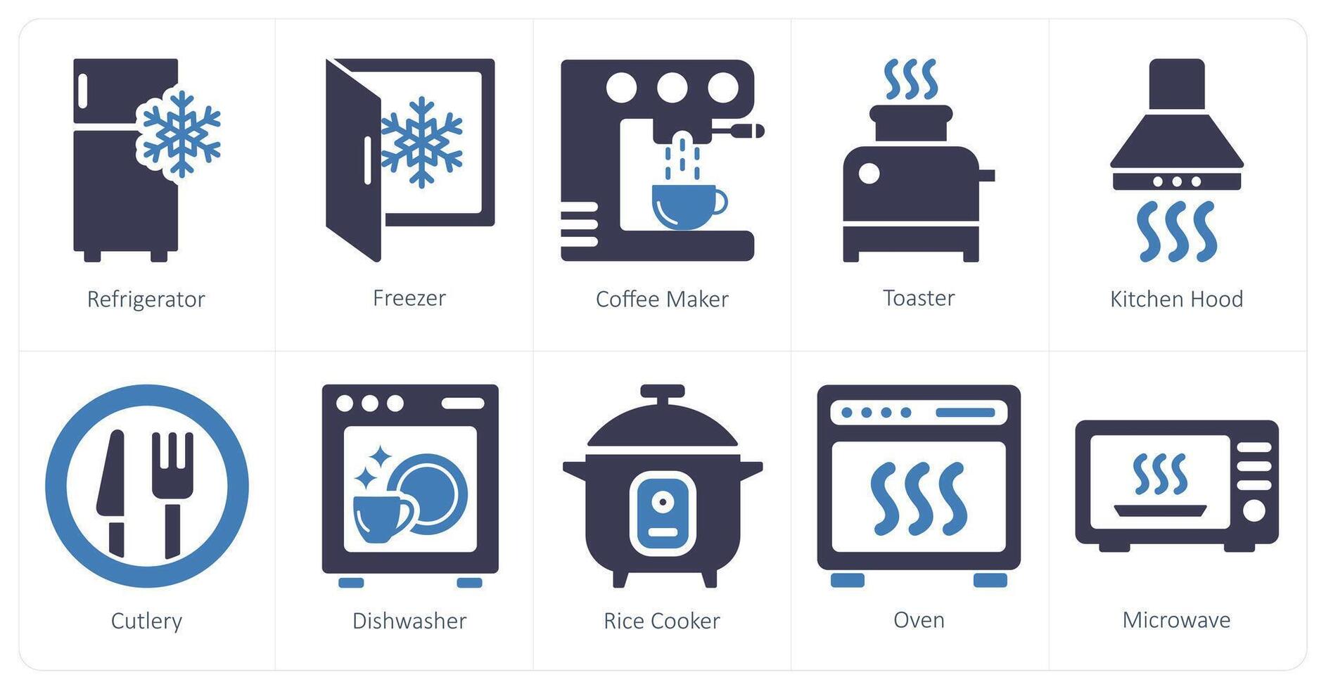 een reeks van 10 huis huishoudelijke apparaten pictogrammen net zo koelkast, diepvries, koffie maker vector