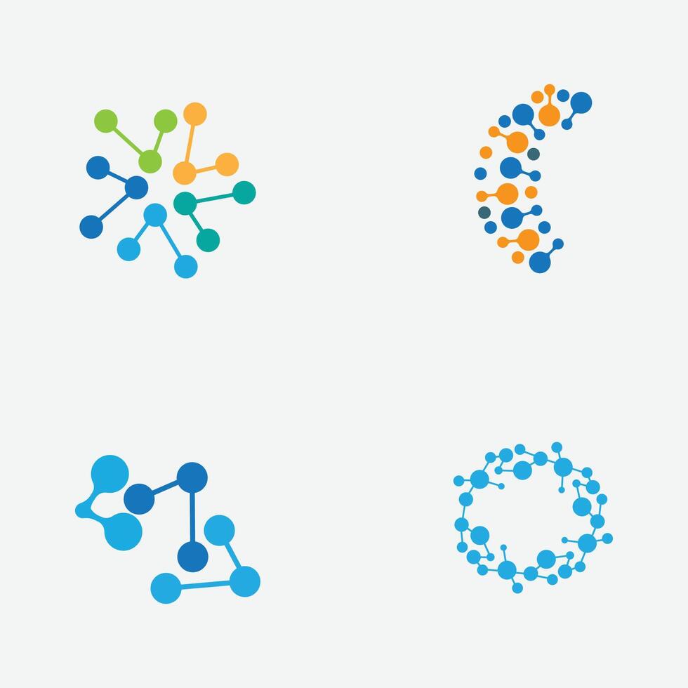 verzameling van moleculair of verbinding element logos geschikt voor chemisch winkel merken, nucleair verbindingen, enz. geïsoleerd Aan een grijs achtergrond vector