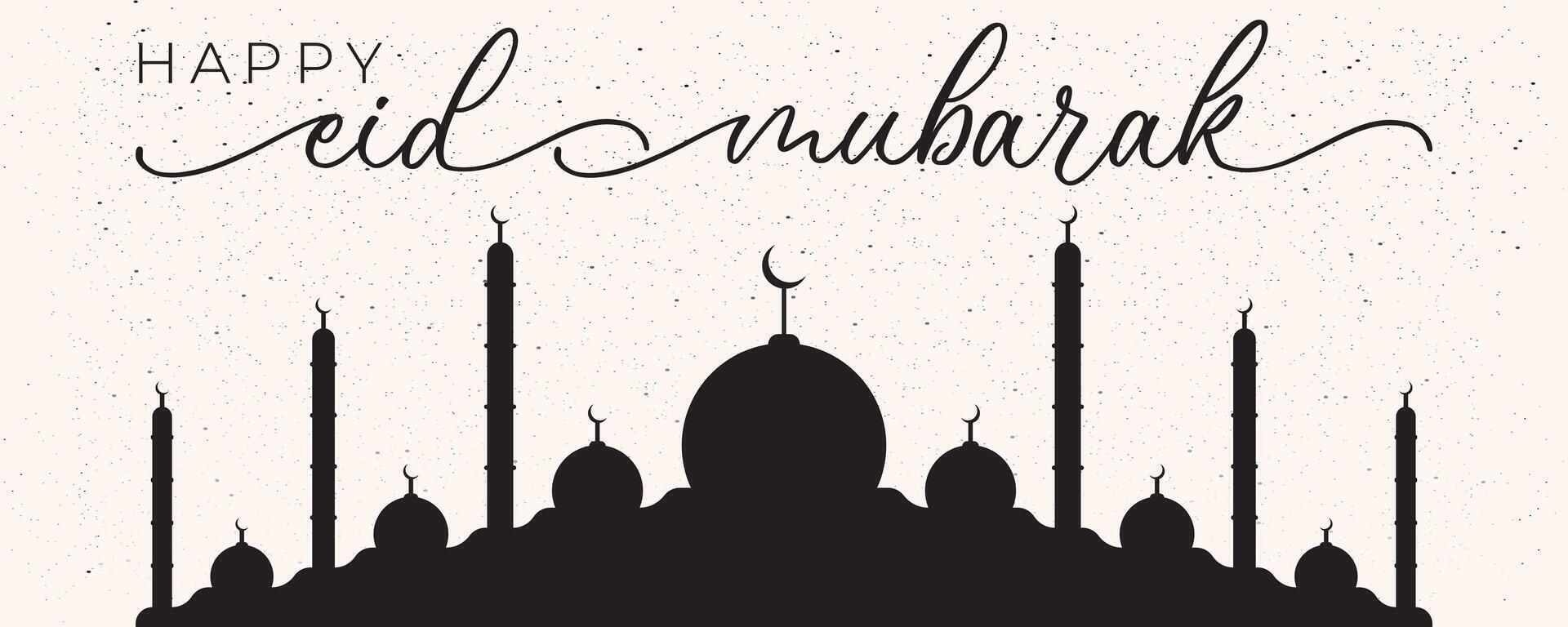 moskee met tekst eid mubarak ontwerp . banier achtergrond Islamitisch viering. vector