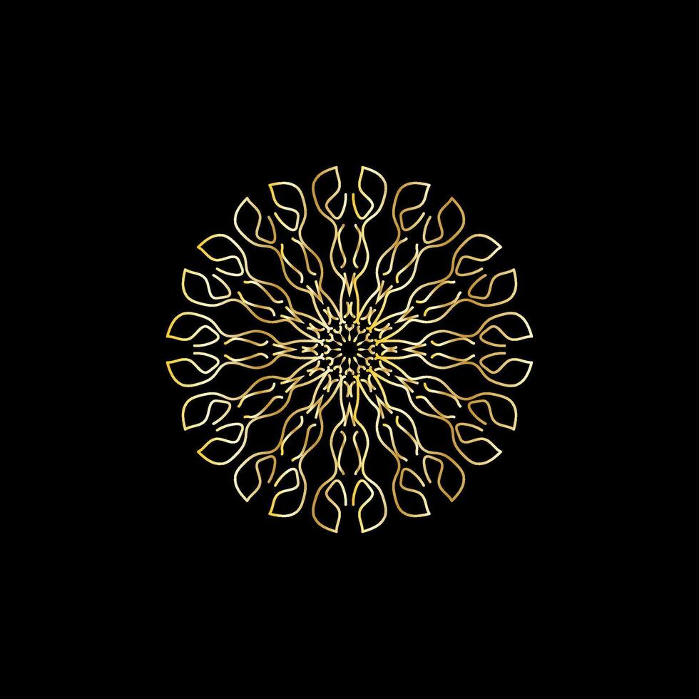 mandala. goud decoratief element. afbeelding voor kleuren. abstract circulaire ornament met gestileerde bladeren vector