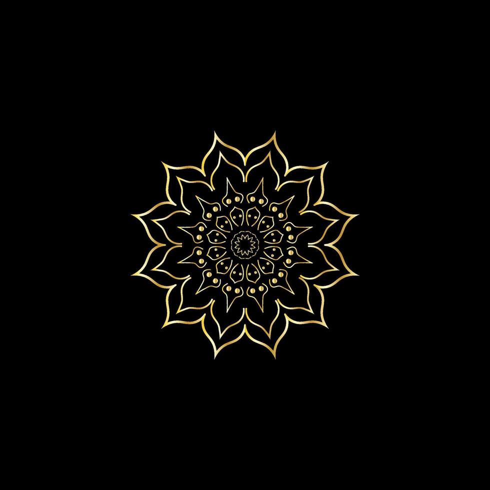 mandala. goud decoratief element. afbeelding voor kleuren. abstract circulaire ornament met gestileerde bladeren vector