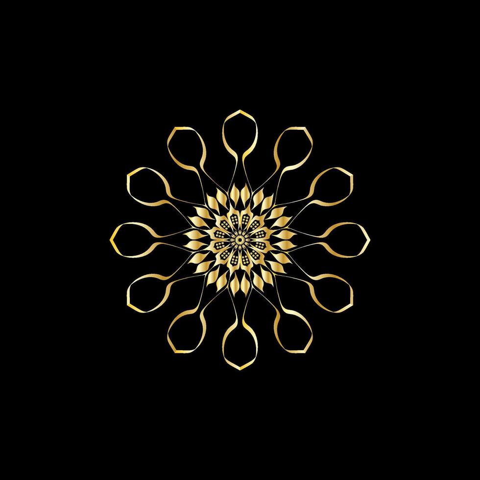 mandala. goud decoratief element. afbeelding voor kleuren. abstract circulaire ornament met gestileerde bladeren vector