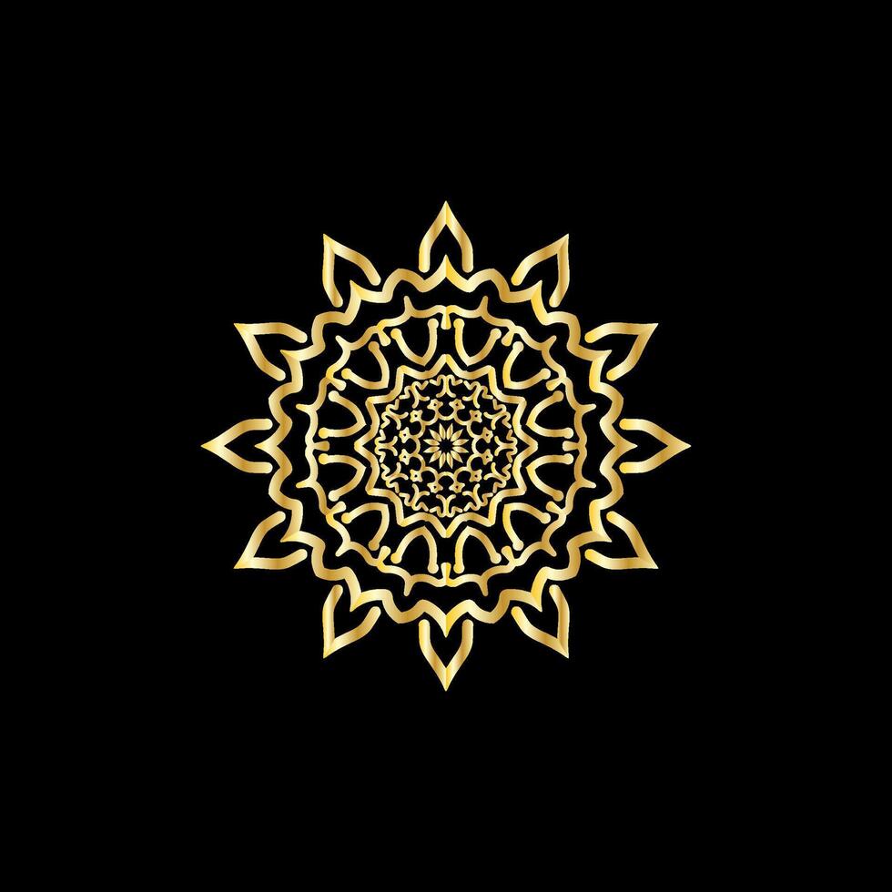 mandala. goud decoratief element. afbeelding voor kleuren. abstract circulaire ornament met gestileerde bladeren vector