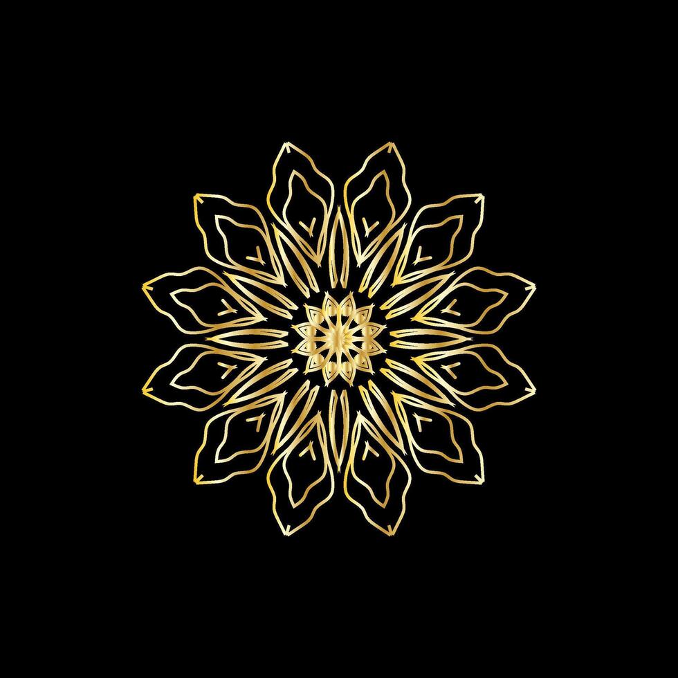 mandala. goud decoratief element. afbeelding voor kleuren. abstract circulaire ornament met gestileerde bladeren vector