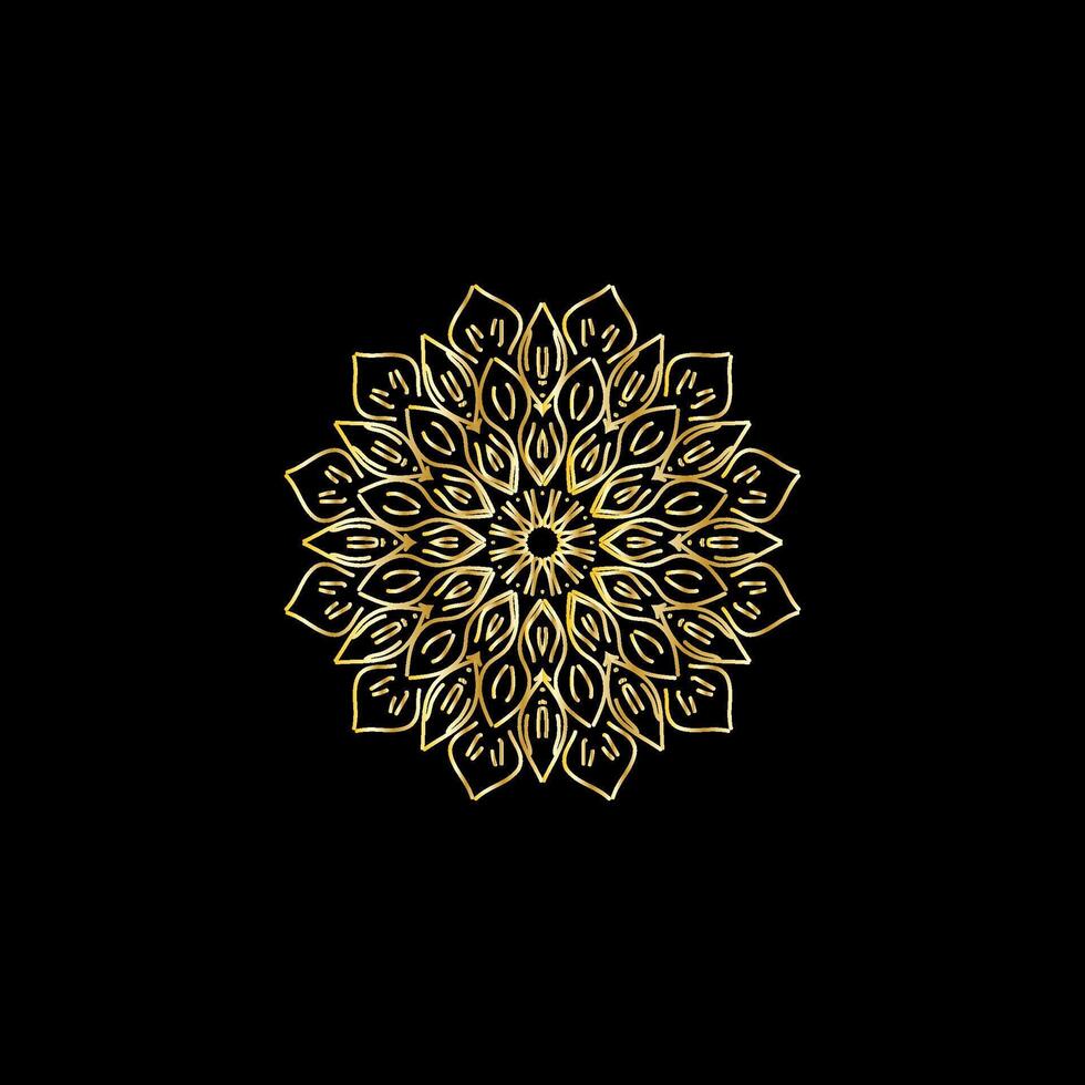 mandala. goud decoratief element. afbeelding voor kleuren. abstract circulaire ornament met gestileerde bladeren vector