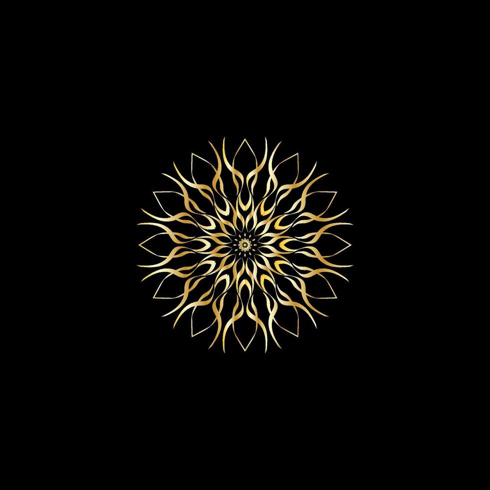 mandala. goud decoratief element. afbeelding voor kleuren. abstract circulaire ornament met gestileerde bladeren vector